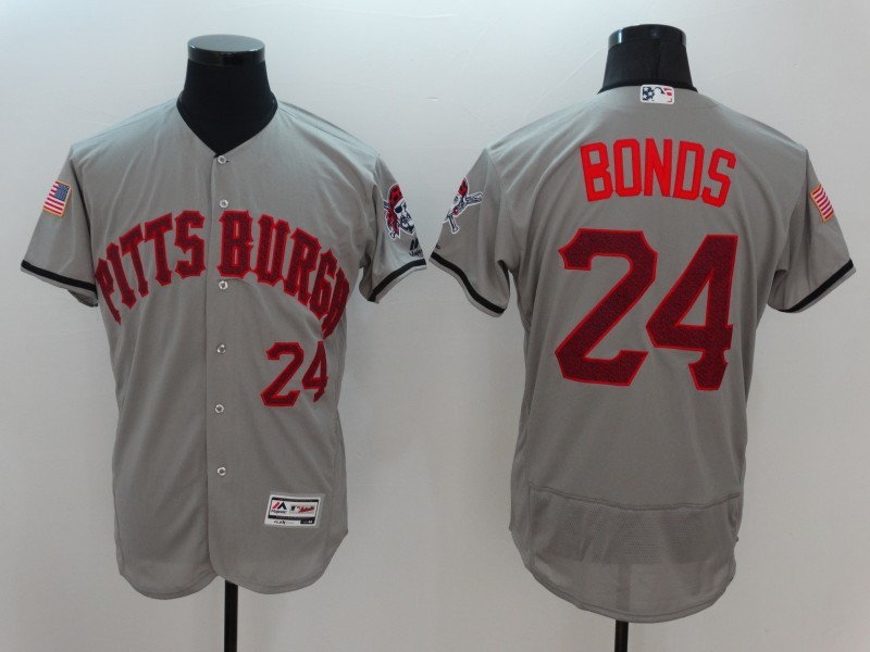 MLB Pittsburgh Pirates #24 Bonds Grey Elite Jersey