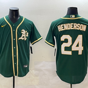 MLB Oakland Athletics #24 Henderson Green Game Nike Jersey