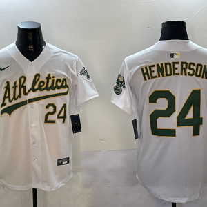 MLB Oakland Athletics #24 Henderson White Game Nike Jersey