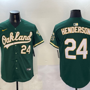 MLB Oakland Athletics #24 Henderson Green Game Nike Jersey