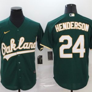 MLB Oakland Athletics #24 Henderson Green Game Nike Jersey