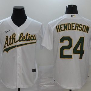 MLB Oakland Athletics #24 Henderson White Game Nike Jersey