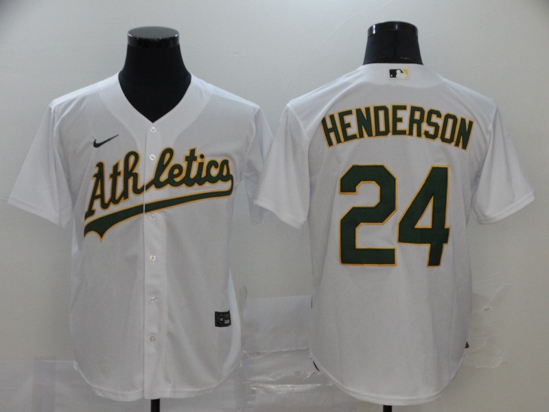 MLB Oakland Athletics #24 Henderson White Game Nike Jersey