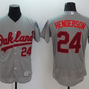 MLB Oakland Athletics #24 Henderson Grey Elite Jersey