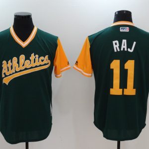 MLB Oakland Athletics #11 Raj All Rise Green Pullover Jersey