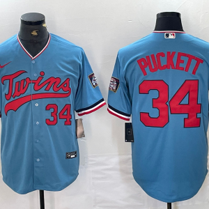 Men's Minnesota Twins #34 Kirby Puckett Blue Game Nike Jersey
