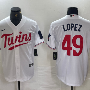 Men's Minnesota Twins #49 Lopez White 2024 Home Limited Jersey