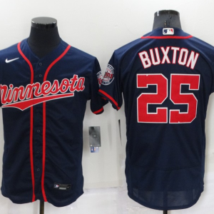 MLB Minnesota Twins #25 Buxton Navy Flex Elite Jersey