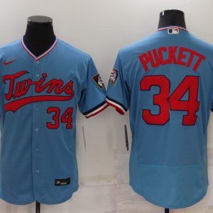 MLB Minnesota Twins #34 Puckett Blue Flex Elite Jersey