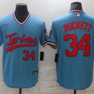 MLB Minnesota Twins #34 Puckett  Blue Game Nike Jersey