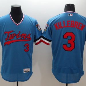 Majestic MLB Minnesota Twins #3 Killebrew Blue Pullover Elite Jersey