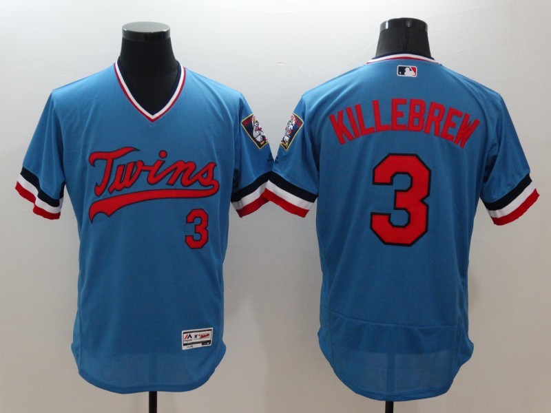 Majestic MLB Minnesota Twins #3 Killebrew Blue Pullover Elite Jersey