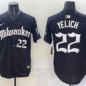 MLB Milwaukee Brewers #22 Christian Yelich Black New Jersey