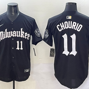 Men's Milwaukee Brewers #11 Jackson Chourio Black New Jersey