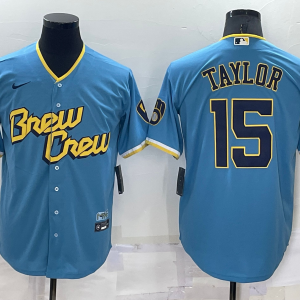MLB Milwaukee Brewers #15 Tyrone Taylor 2022 Powder Blue City Connect Jersey