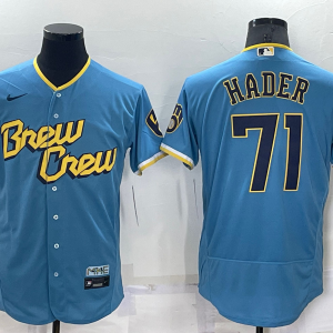 MLB Milwaukee Brewers #71 Josh Hader 2022 Powder Blue City Connect Flex Elite Jersey