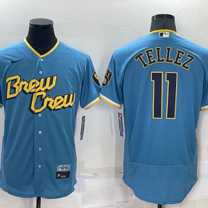 MLB Milwaukee Brewers #11 Rowdy Tellez 2022 Powder Blue City Connect Flex Elite Jersey