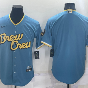 MLB Milwaukee Brewers Blank 2022 Powder Blue City Connect Jersey