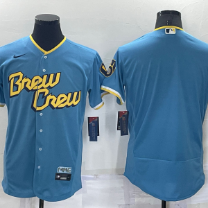 MLB Milwaukee Brewers Blank Blue 2022 City Connect Flex Elite Jersey