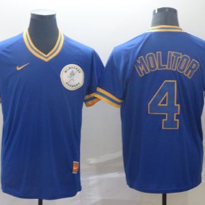 MLB Milwaukee Brewers #4 Molitor Blue Game Nike Jersey