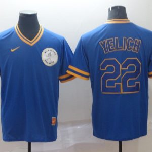 MLB Milwaukee Brewers #22 Christian Yelich Blue Game Nike Jersey