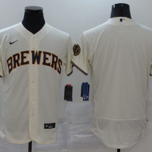 MLB Milwaukee Brewers Blank Cream Flex Base Elite Jersey