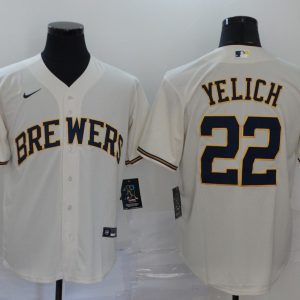 MLB Milwaukee Brewers #22 Christian Yelich Cream Game Nike Jersey