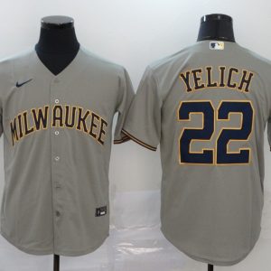 MLB Milwaukee Brewers #22 Christian Yelich Grey Game Nike Jersey
