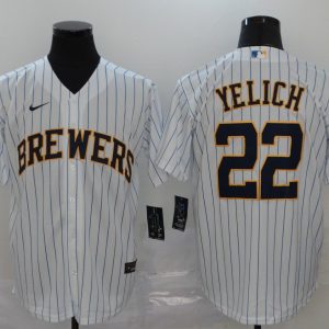 MLB Milwaukee Brewers #22 Christian Yelich White Game Nike Jersey