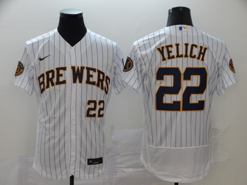 MLB Milwaukee Brewers #22 Christian Yelich White Flex Base Stitched Jersey