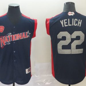 National League #22 Christian Yelich Navy 2019 MLB All-Star Game Workout Jersey
