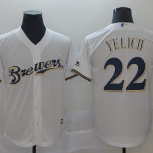 MLB Milwaukee Brewers #22 Christian Yelich White Game Mens Jersey