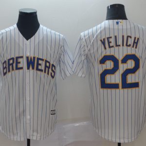 MLB Milwaukee Brewers #22 Christian Yelich White Game Mens Jersey