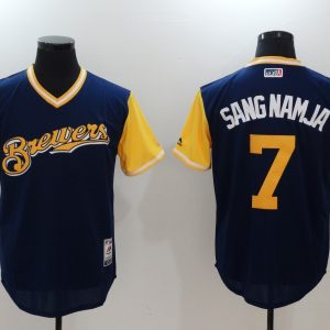 MLB Milwaukee Brewers #7 Sangnamja All Rise D.Blue Pullover Jersey
