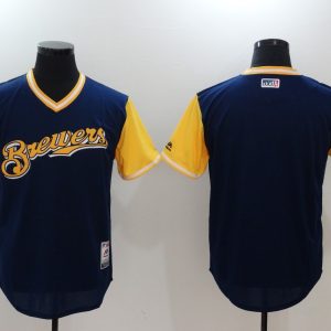 MLB Milwaukee Brewers Blank All Rise D.Blue Pullover Jersey