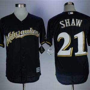 MLB Milwaukee Brewers #21 Shaw Blue Elite Jersey