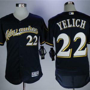 MLB Milwaukee Brewers #22 Yelich Blue Elite Jersey