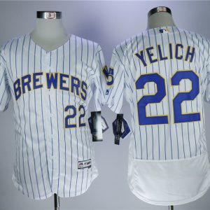MLB Milwaukee Brewers #22 Yelich White Elite Jersey