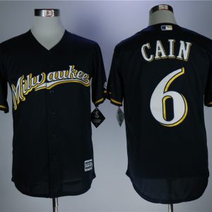 MLB Milwaukee Brewers #6 Cain Blue Game Jersey