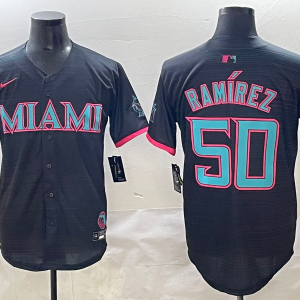 MLB Miami Marlins #50 Ramirez Black Game Nike Jersey