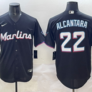 MLB Miami Marlins #22 Alcantara Black Game Nike Jersey