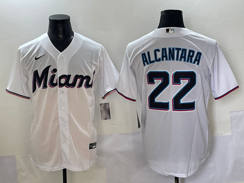 MLB Miami Marlins #22 Alcantara White Game Nike Jersey