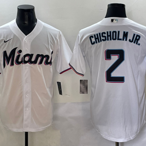MLB Miami Marlins #2 Chisholm Jr White Game Nike Jersey