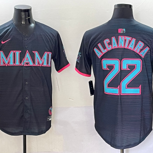 MLB Miami Marlins #22 Alcantara Black Game Nike Jersey