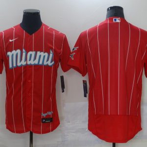 MLB Miami Marlins Blank Red Flex Base Elite Jersey
