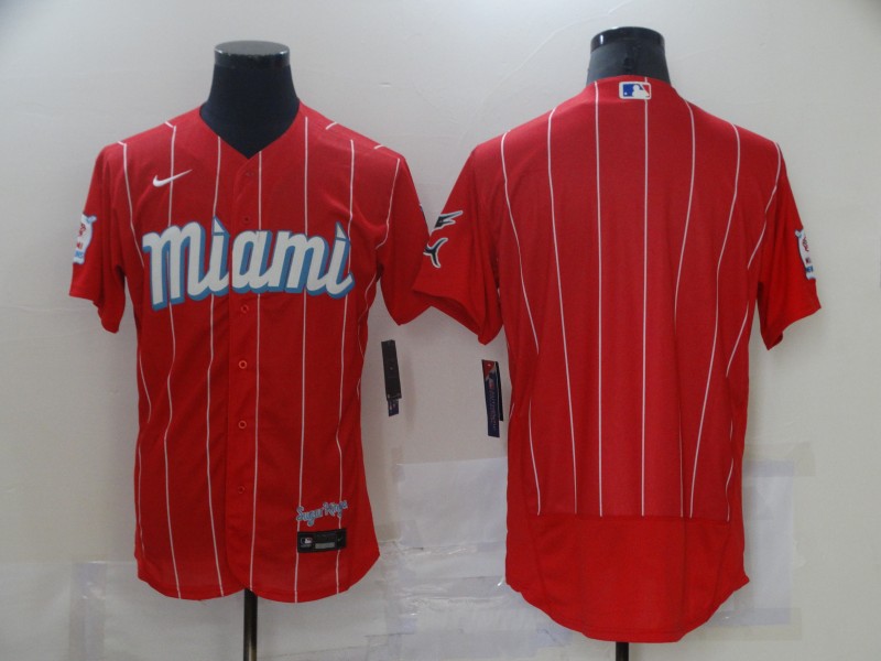 MLB Miami Marlins Blank Red Flex Base Elite Jersey