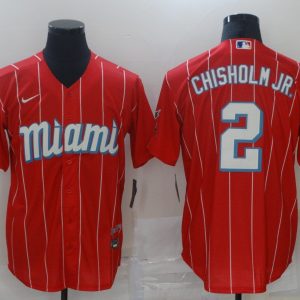 MLB Miami Marlins #2 Chisholm Jr Red Game Nike Jersey