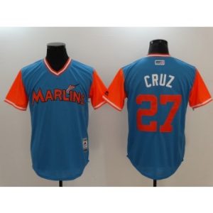 MLB Marlins 27 Giancarlo Stanton Cruz Majestic Blue 2017 Players Weekend Men Jersey