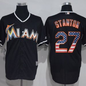 MLB Miami Marlins #27 Stanton Black USA Flag Jesey
