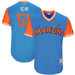 MLB Miami Marlins #51 Ichi Blue All Rise Pullover Jersey